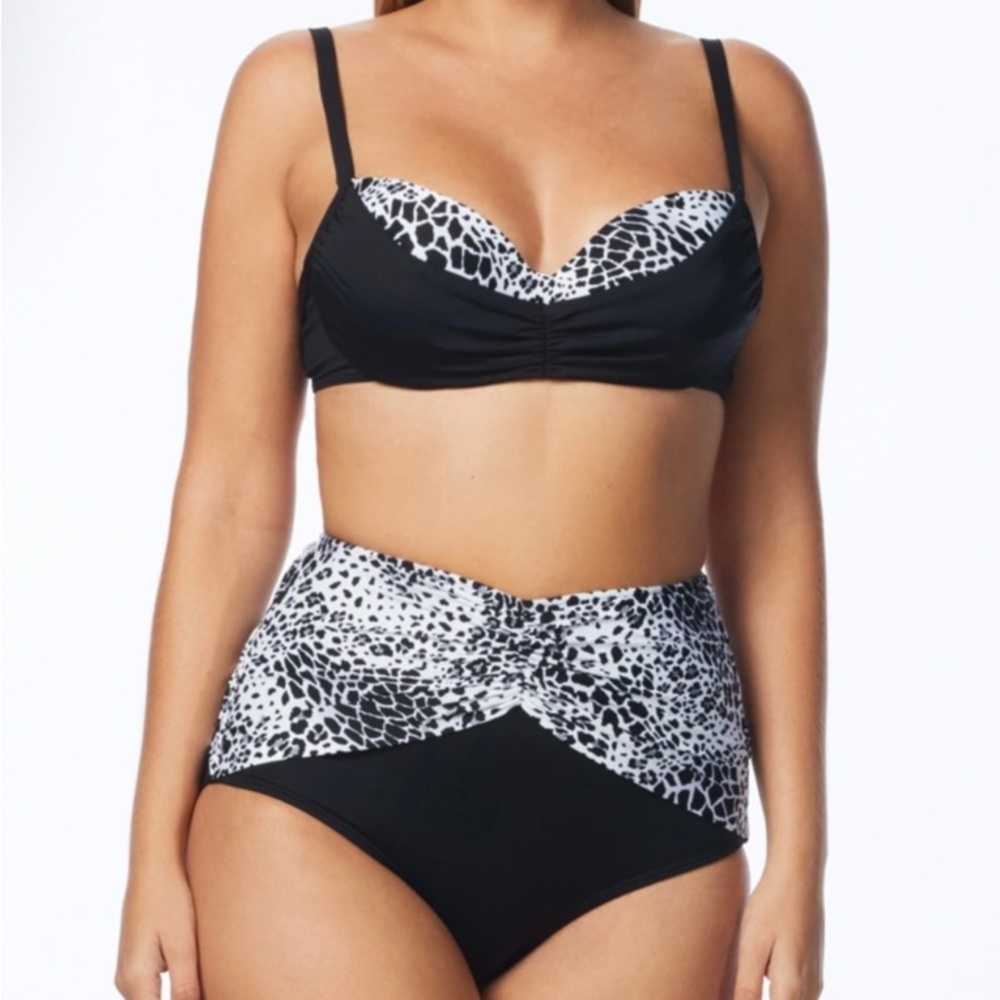 NWT Coco Reef DIVA Power Underwire Bikini Top Harmony Mix Cast-Black